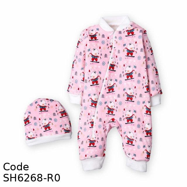 Bodysuit Sh6268-R Winter Chrismas With Hat For Girls Rose