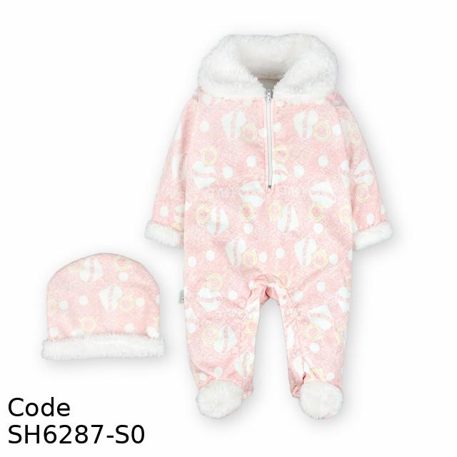 Baby Shoora SH6287-S Winter Bodysuit Romper with Cap Simon For Girls