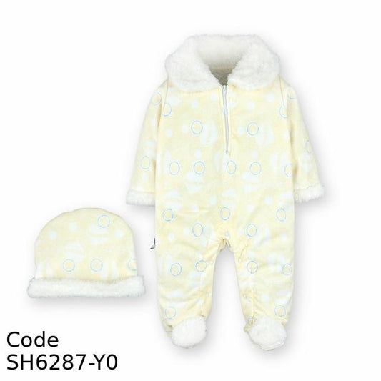 Baby Shoora SH6287-Y Winter Bodysuit Romper with Cap Yellow For Girls