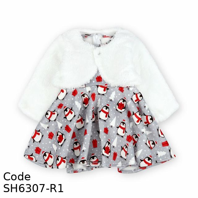 Baby Shoora SH6307-R Penguin winter Dress For Girls