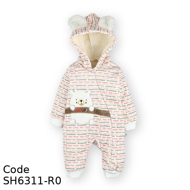 Bodysuit Sh6311-R Winter Fleece Lining With Hood For Girls Rose