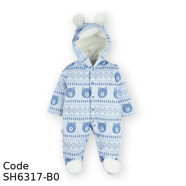 Bodysuit Sh6317-B Fur Hood With Lined Sock Winter For Boys Blue