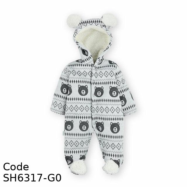 Bodysuit Sh6317-G Fur Hood With Lined Sock Winter For Boys Turqoise