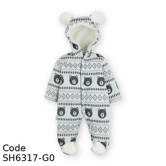 Bodysuit Sh6317-G Fur Hood With Lined Sock Winter For Boys Turqoise