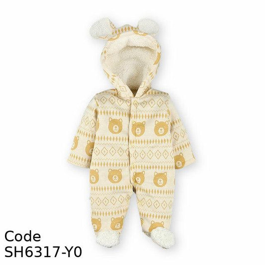 Bodysuit Sh6317-Y Fur Hood With Lined Sock Winter For Boys Yellow