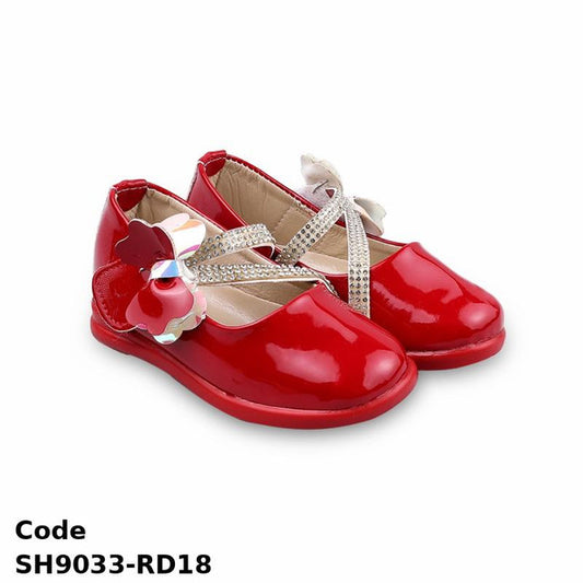 Shoes SH9033-RD18 Classic shiny with a bow For Girls