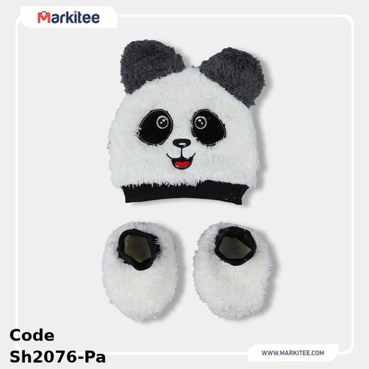 Winter Hat And Socks Set Sh2076-Pa Panda White And Black For Newborn Boys