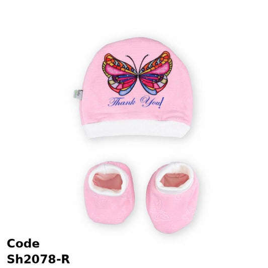 Winter Hat And Socks Set Sh2078-R High Quality Plush Rose For Newborn Girls