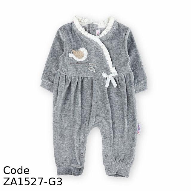 Bodysuit ZA1527-G Velvet (Velour ) Winter Grey For Girls