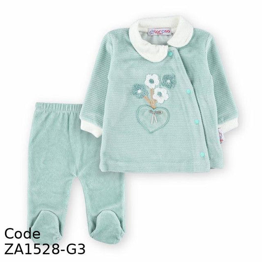 Pajama ZA1528-G Winter Set of 2 pieces Green For Girls