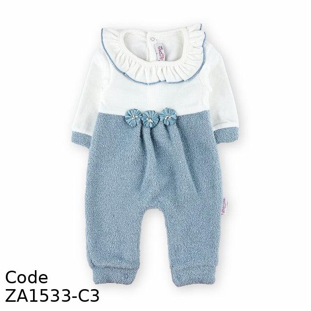 Bodysuit ZA1533-C Winter  Soft Fleece Petrol and white For Girls