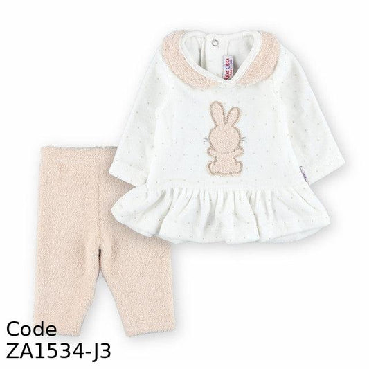 Pajama ZA1534-J Soft Baby Sleepwear White and Beige For Girls