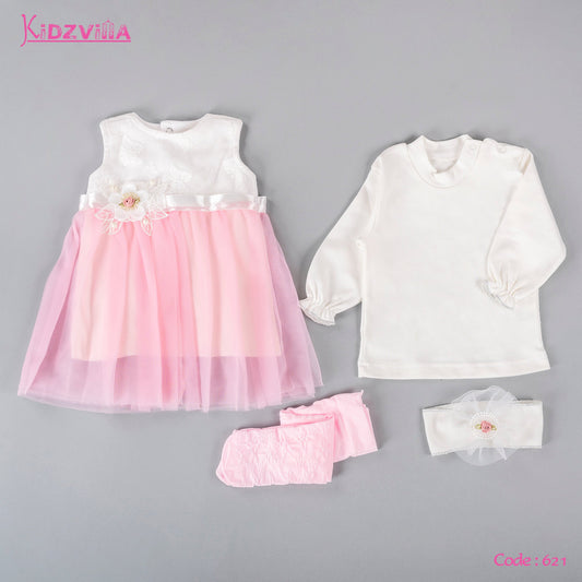 Newborn Dress Set Of 4 Pieces For Girls ( Baby Shower ) Girls